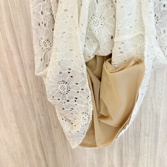 Show Me Your Mumu Dress Large Off The Shoulder Lace Beach Lined Mini Ivory USA - Picture 13 of 13